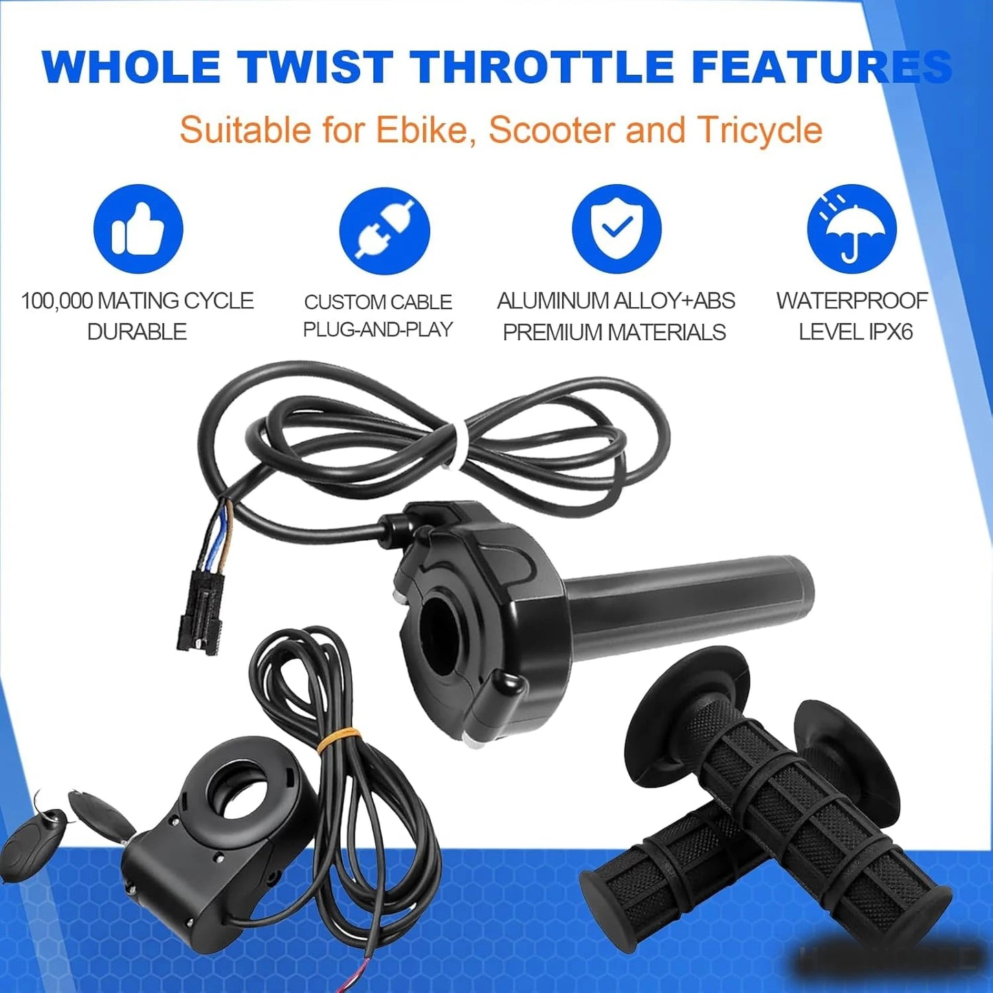 Full Twist Ebike Throttle Kit with Key Ignition