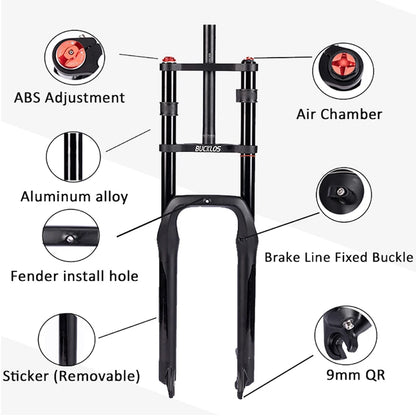 BUCKLOS 20" Fat Bike Air Suspension Fork