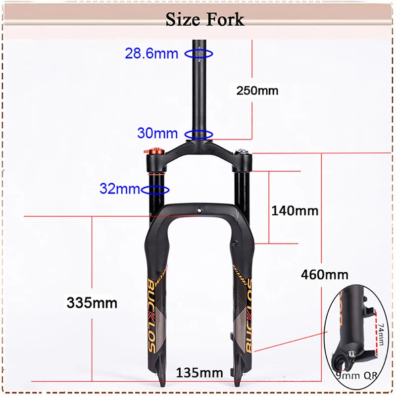BUCKLOS 20" Fat Bike Air Suspension Fork