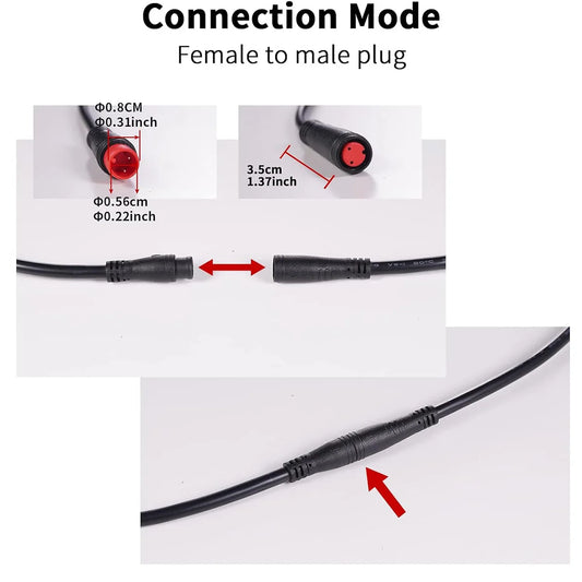E-Bike Male to Female Extension Connector Cable – 2/3/4/5-Pin