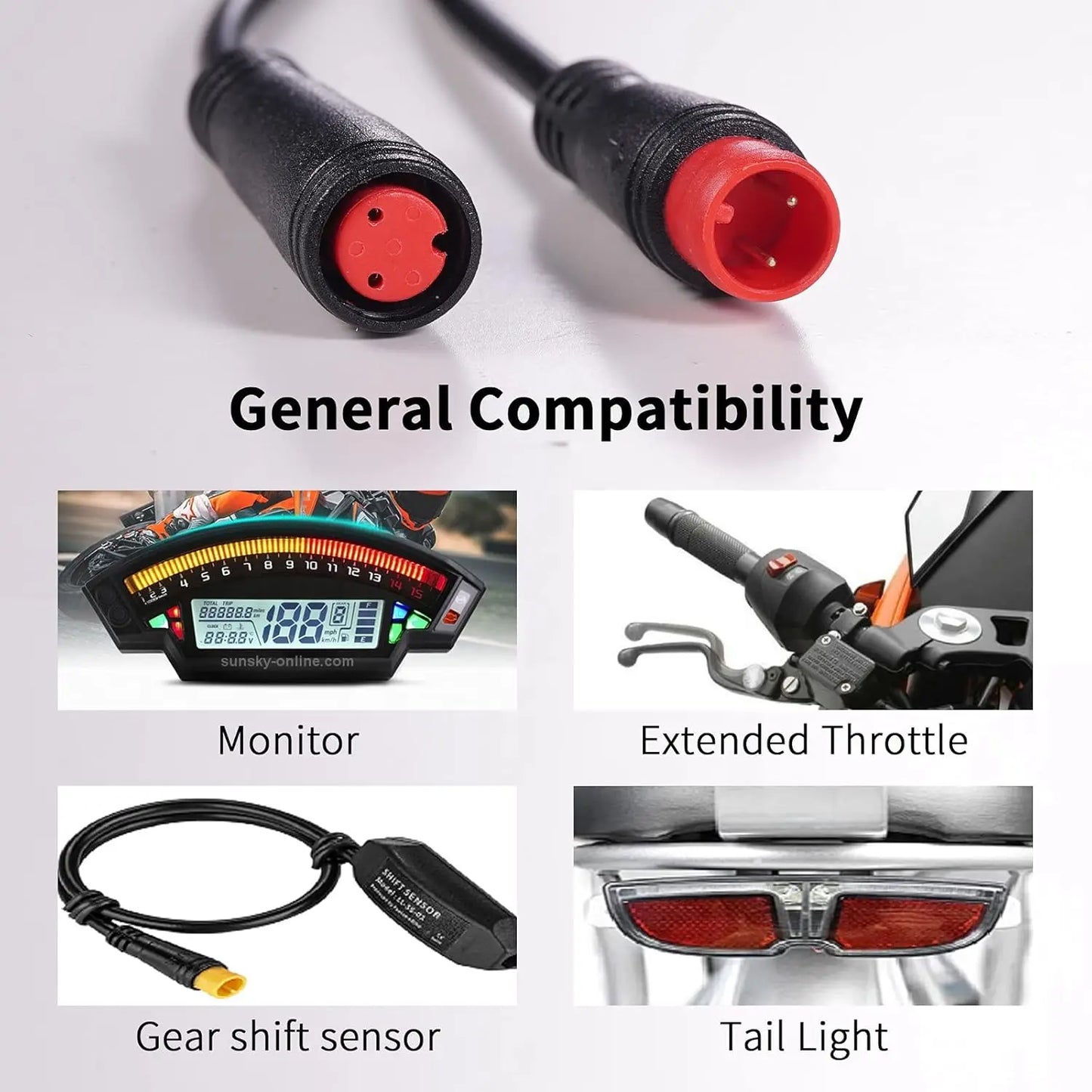 E-Bike Male to Female Extension Connector Cable – 2/3/4/5-Pin