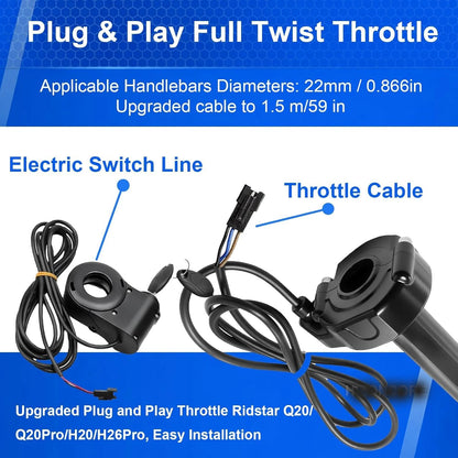 Full Twist Ebike Throttle Kit with Key Ignition