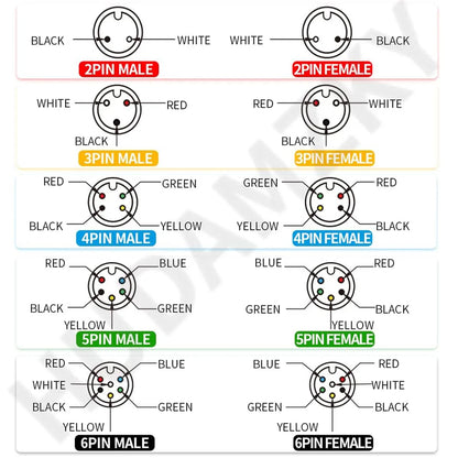 E-Bike Male to Female Extension Connector Cable – 2/3/4/5-Pin